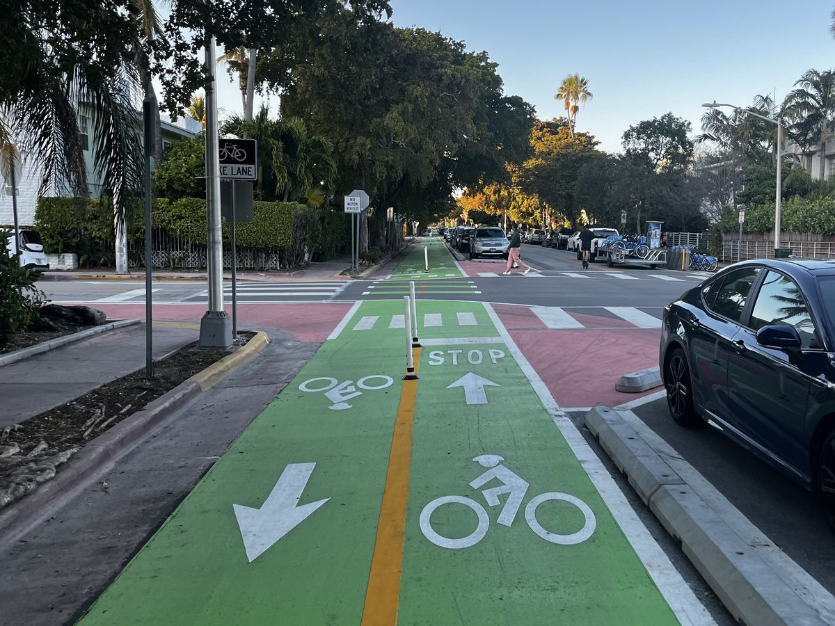 Modular concrete curbing installed on Jefferson Ave, Miami Beach